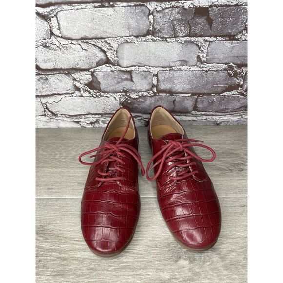 Fitflop Red Croco Leather Lace Up Comfort Oxfords Shoes Women Sz 7M US/38EU - Picture 14 of 16